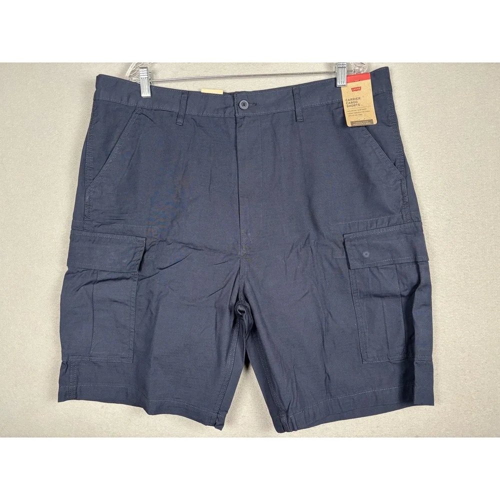 Levi's Carrier Cargo Shorts Mens 40 Blue Ripstop 11 Inseam Relaxed Fit Utility